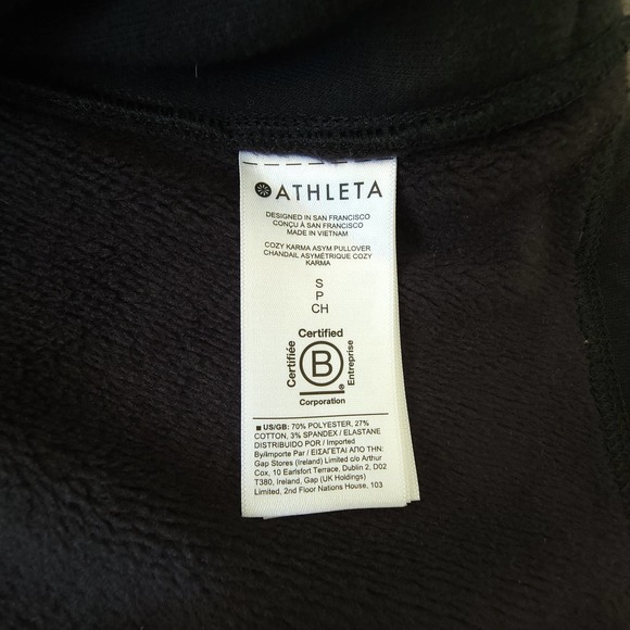 Athleta Cozy Karma Asym Pullover Fleece Sweatshirt Black Size S Petite - Picture 10 of 13